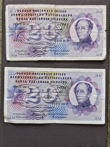 Lot billet banque suisse 20 - billet,