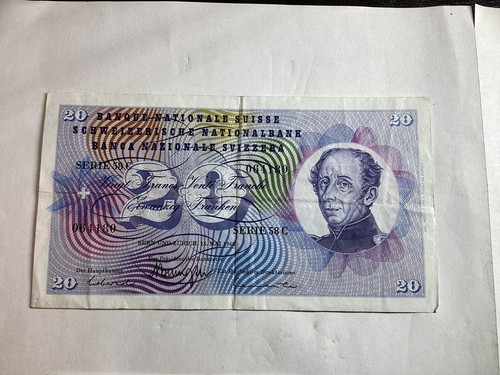 Billet francs suisse 1968 - billet, 20