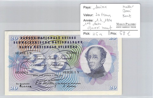 Billet suisse francs - suisse, 20