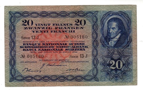 Suisse switzerland billet - switzerland, 20