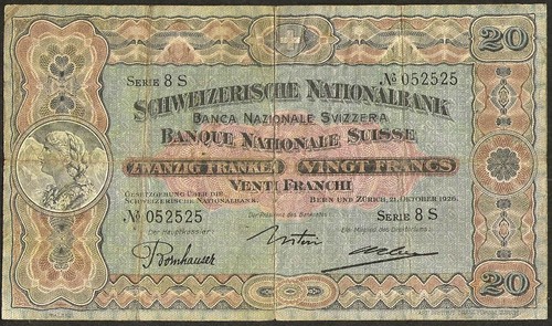 Suisse billet 20 francs - suisse, de