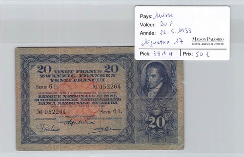 Suisse francs 22 6 1933 - francs,