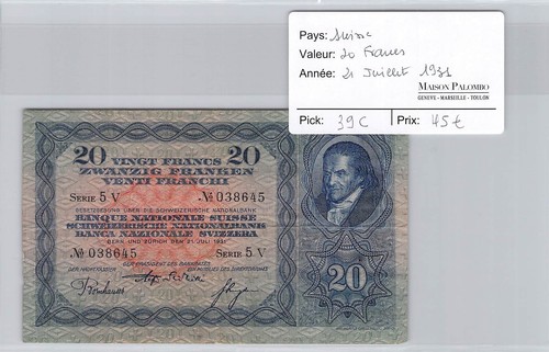 Suisse francs 21 - -, 21.7.1931